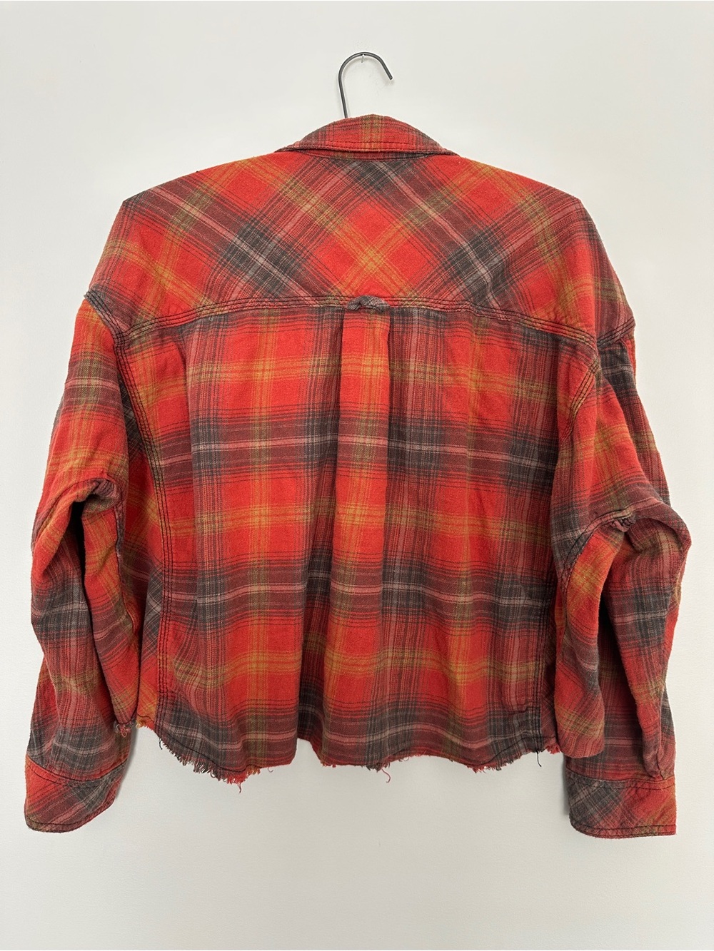 Urban Outfitters BDG Rayne Flannel Boxy Cropped Shirt Scottish Checked Red Small - Picture 6 of 15